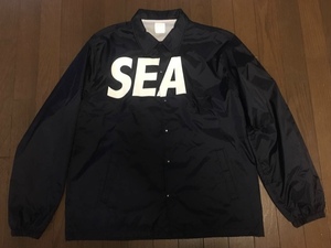 送料無料 即決!!紺XL 初期WIND AND SEAコーチジャケット美品ウィンダンシーCOACH JACKETネイビー SEAロゴ WDS入手困難ナイロンJKT 送料込み