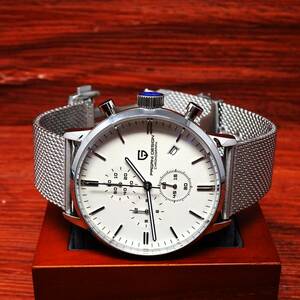 送料無料：新品・パガーニ腕時計メンズVK67クロノグラフクォーツ式スモールセコンドビジネス腕時計 ・メッシュステンレス製ベルト・PD-2720