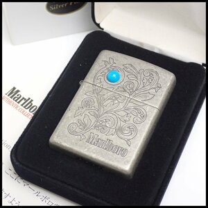 ★1円 未着火品 Zippo Marlboro AUTHENTIC COLLECTION/マルボロ オイルライター/シルバー/2008年製/ケース付き/ローソン限定&1844600036