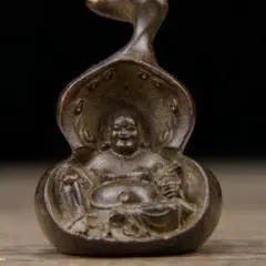 紫銅  瓢簞弥勒仏 仏像  福禄両道  笑納百財 工芸品 美術品 置物
