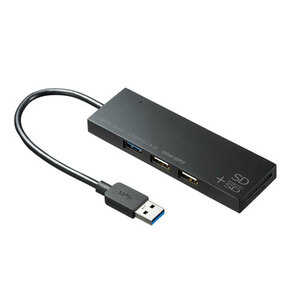 サンワサプライ USB3.1+2.0コンボハブ カードリーダー付き ブラック USB-3HC316BKN /l