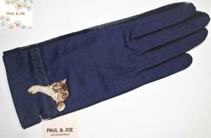PJ-12　新品本物即決　UV手袋　PAUL&JOE　ポールアンドジョー　レディースグローブ　ユニクロとコラボで有名なブランド　猫　ネイビー　紺