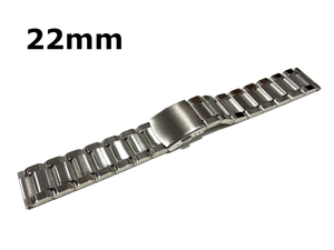【新品22mm腕時計ベルト】 シルバー ステンレスブレス 3連 直カン ネオアンティークから現行モデルまで バックル は サイドプッシュ 式