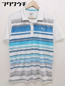 ◇ PUMA プーマ 半袖 ポロシャツ サイズM ホワイト ブルー メンズ