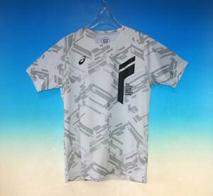 白デザインプラシャツ★アシックス 陸上 ランニング ドライグラフィック半袖シャツ（ブリリアンホワイト）サイズL