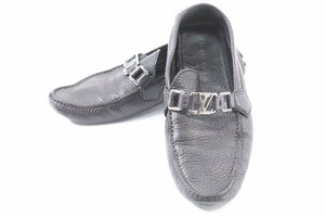 LOUIS VUITTON ルイ ヴィトン ND 0170 ローファー メンズ 紳士 靴 ビジネス シューズ レザー 革 サイズ5 1/2 LV ブラック 5287-Y