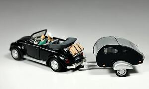 ★シュコー★VWワーゲン ビートル カブリオレ キャンピングトレーラー 1/43★即決★Beetle cabriolet camping ミニカー タイプ1