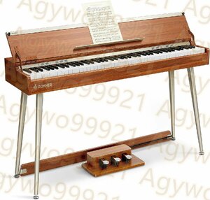 電子ピアノ 88鍵盤 ハンマーアクション 木製 MIDI対応 半開き蓋付き 3本ペダル スタンド アダプター付 自宅練習 茶色 DDP-80 PLUS