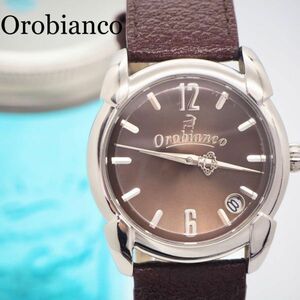 707【美品】Orobianco オロビアン時計　メンズ腕時計　ブラウン　デイト
