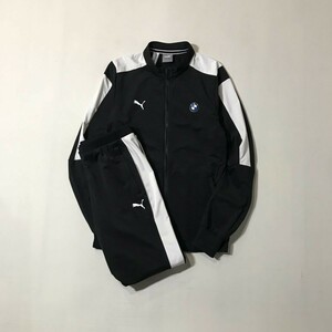 人気コラボ レアデザイン プーマ PUMA x BMW ビーエムダブリュー トラック スーツ 上下 セットアップ S-M 黒 ジャージ ジャケット パンツ