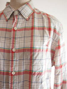 【USED】N108 L.L.Bean エルエルビーン　チェックシャツ　ベージュ シャツ　チェック柄　メンズシャツ　Sサイズ