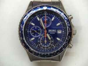 ★セイコー クロノグラフ/SEIKO CHRONOGRAPH/7T92-0CF0/パイロット/クォーツ/ブルー色文字盤/希少★