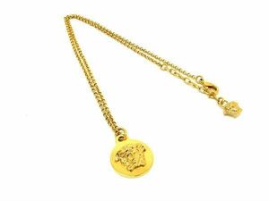 1円 ■美品■ VERSACE ヴェルサーチ メデューサ ネックレス ペンダント アクセサリー レディース ゴールド系 AW4023