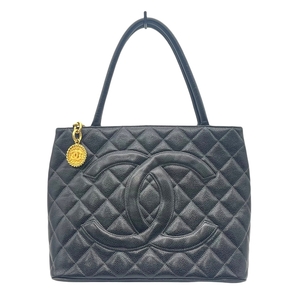 シャネル CHANEL 復刻トート A01804 ブラック ゴールド金具 キャビアスキン トートバッグ レディース 中古