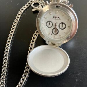 ZIPPO ジッポー懐中時計 ホワイト文字盤 chronograph クロノグラフ 【動作未確認】★17