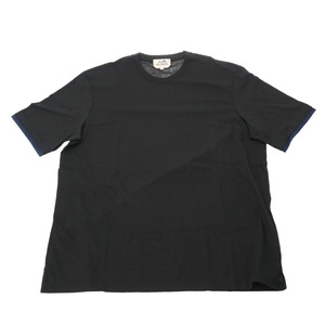 HERMES エルメス クルーネック Tシャツ 袖ガラ Lサイズ 黒 メンズ コットン100％ 半袖Ｔシャツ 新品 銀蔵