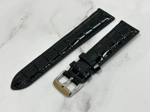 ラグ幅 20mm 腕時計ベルト レザーベルト バンド ブラック クロコダイル調 ハンドメイド 尾錠付き レザーバンド LB102