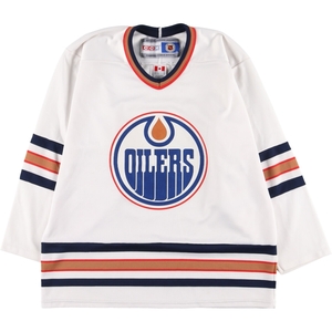 古着 90年代 CCM NHL エドモントンオイラーズ Vネック メッシュ ゲームシャツ ホッケーシャツ カナダ製 メンズM ヴィンテージ /eaa413837