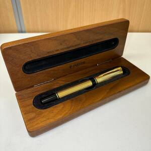 【TM0429】PARKER パーカー デュオフォールド 万年筆 ペン先18K 750 木製ケース付 ゴールド × ブラックカラー 筆記用具 文房具