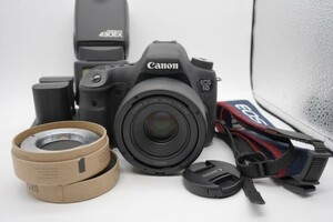 【正常動作】 Canon EOS 6d EF 50mm f1.8 STM デジタル 一眼カメラ 単焦点 ストロボ バッテリーx4 M42マウントアダプター セット