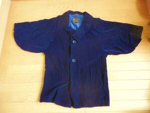 着物和装用コート　紺色　M~Lサイズ相当　　舶来品　舶来ベルベット　ヘチマ*S411