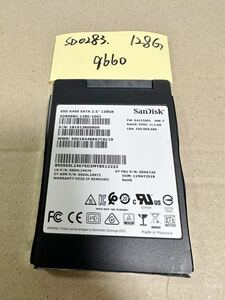 SD0283【中古動作品】SunDisk 内蔵 SSD 128GB /SATA 2.5インチ動作確認済み 使用時間9660H
