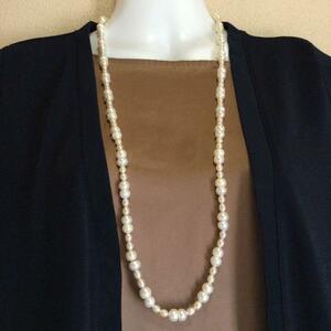 真珠最新作ロングネックレス本物淡水パール約82cm冠婚葬祭フォーマル人気ファッション着用天然色【現品限定】