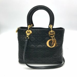 Christian Dior レディ ディオール 2WAY カナージュ ハンド バッグ ブラック M10071