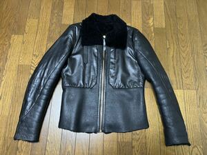 paul smith mouton jacket leather xl black ムートン レザー ジャケット ブラック ブルゾン アウター 黒