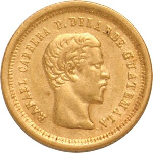 【ご紹介します！】グァテマラ1860年 カレラ将軍 4リアル金貨　★　金貨・銀貨での資産保全を応援