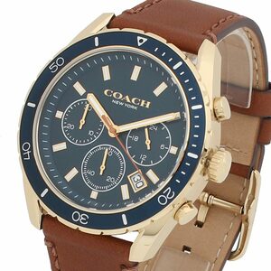 コーチ COACH 腕時計 14602513 メンズ プレストン Preston クォーツ ネイビー ブルー ブラウン レザー