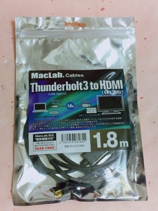 MacLab. USB Type-C HDMI 変換 ケーブル 1.8m Thunderbolt3 HDMI ブラック