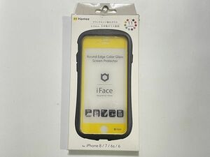 5-18 HAMEE iFace ラウンドエッジ強化ガラス iPhone 8/7/6s/6専用 液晶保護シート Protector イエロー 新品 ガラスフィルム