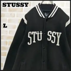 【激レア】スチューシー STUSSY ビッグ刺繍ロゴ スタジャン L