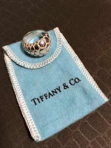 ティファニーTIFFANY & CO.シルバー925クロコダイル柄リング指輪ワニ革クロコ型押し銀製わに皮スネーク蛇アリゲーターレザーヘビ銀パイソン