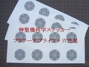 フラワーオブライフ＋六芒星 クリアステッカーシール 3シート24個