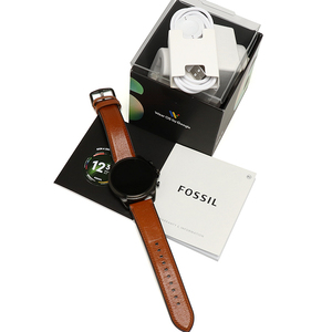 美品 フォッシル ブラウンレザー ジェネレーション6 スマートウォッチ FTW4062 腕時計 FOSSIL