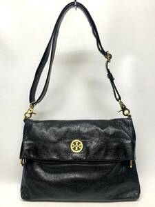 良品 TORY BURCH トリーバーチ 2way ショルダーバッグ A4可 クラッチバッグ ブラック ゴールド金具 レザー 12時間以内に発送