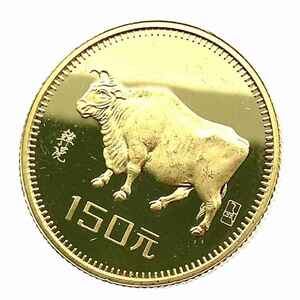 牛金貨 記念 中国 22金 1985年 8g イエローゴールド コイン GOLD コレクション 美品