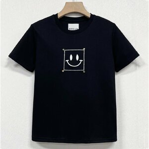 人気ヨーロッパ製※定価2万◆ブルガリア発※RISELIN 半袖Tシャツ 通気 ソフト 吸汗 刺 笑顔 カットソー 着せ カジュアル レディース L