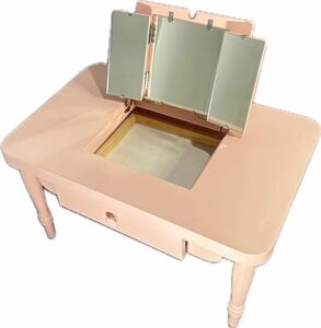ドレッサーテーブル ピンク かわいい ローテーブル 化粧台 鏡付き 3面鏡 収納 幅70×奥行45×高さ40