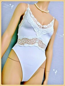 CE9-V01☆新品同様♪美しいレース使いとSEXYシルエット☆ハイレグボディブリファー*クロッチ開閉*※一番安価な送料はゆうパケット210円