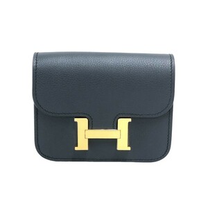 エルメス HERMES コンスタンススリム U刻印 ヴェールルソー/モーヴペール/GD金具 エヴァーカラー 二つ折り財布 レディース 中古