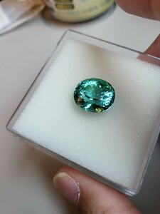 【14.87ct】パライバ/インディゴライト/バイカラー トルマリン　非加熱　完全透明　ブルーグリーン　GIA鑑別付き