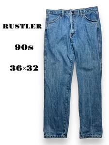 90s 36×32 古着　ラスラー　RUSTLER ジーンズ　デニム　ジーパン