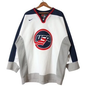 NIKE■USAチーム メッシュホッケーシャツ ネイビー/L 代表 NHL 古着 アメリカ