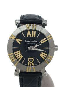 TIFFANY&Co.◆自動巻腕時計/アナログ/レザー/ブラック