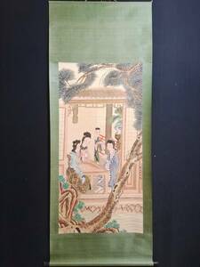 旧蔵 中国明代画家 仇英 人物圖 宣紙 中国美術 極細工 古美術品 Z0304