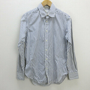 k■インディビジュアライズドシャツ/INDIVIDUALIZED SHIRTS SLIM FIT ストライプ柄 長袖シャツ/ワイシャツ【15】紺白/MENS■20【中古】