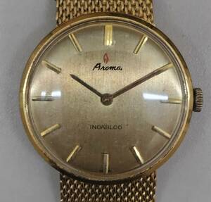 7355c 稼働品 AROMA アロマ INCABLOC インカブロック A.D.50741 手巻 アナログ メンズ 腕時計 ゴールドカラー 希少 レア